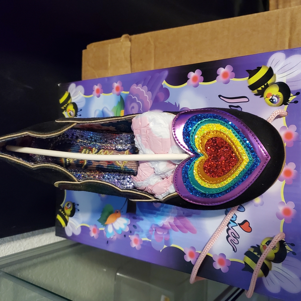 Irregular Choice Black Heels with Rainbow Heart